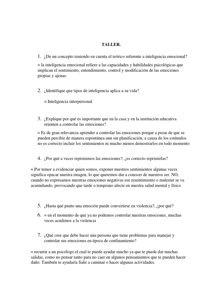 Primer Taller | PDF | Relaciones personales, crianza y desarrollo personal