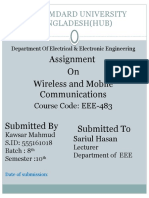 Assignment On Wireless and Mobile Communications: Hamdard University Bangladesh (Hub)