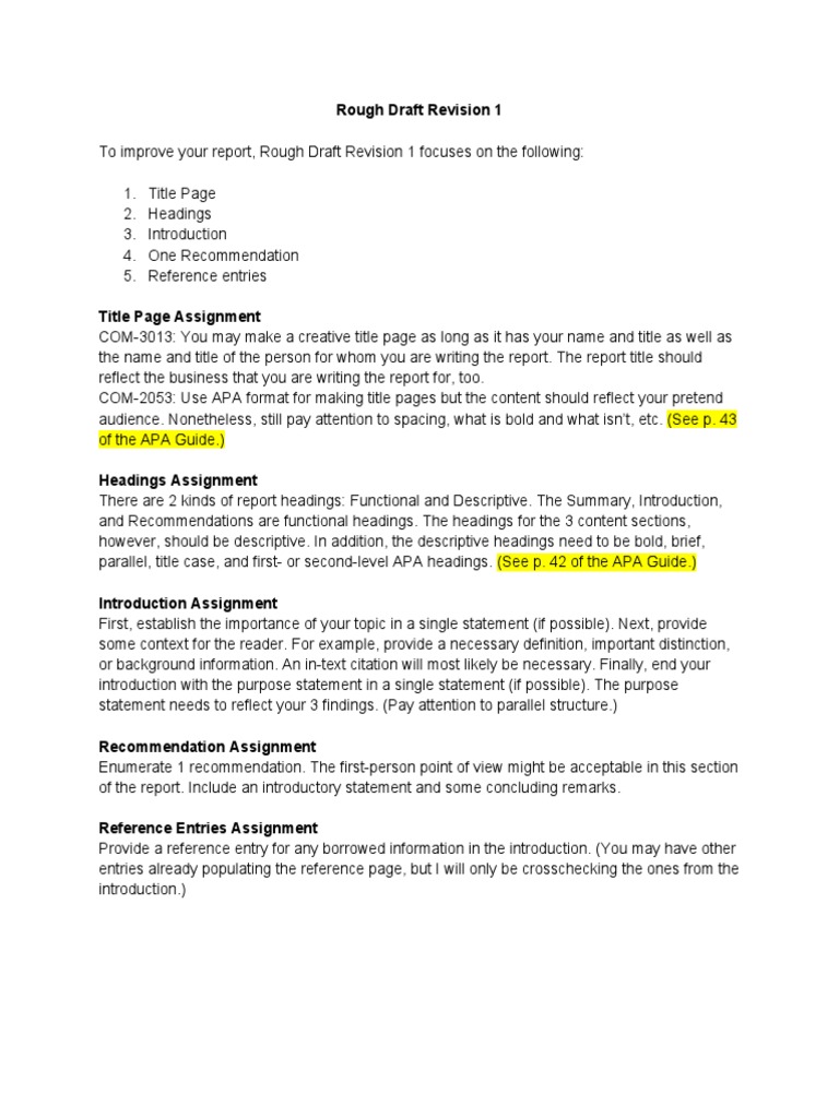 Report Draft Revision
