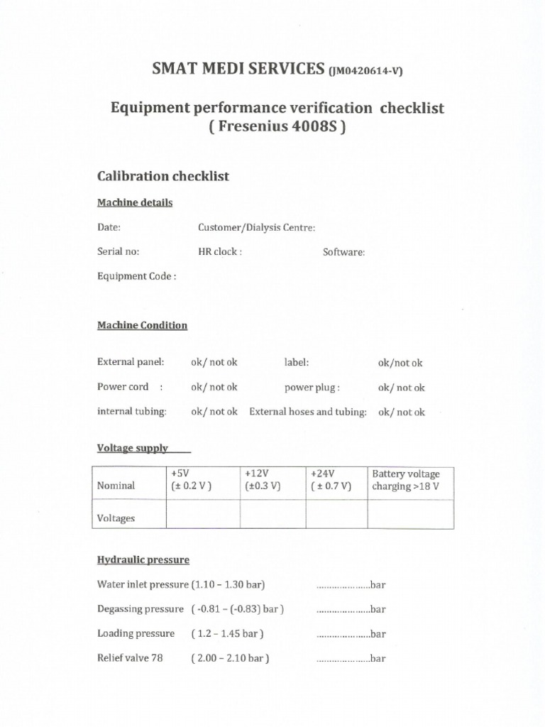 Smat Equipment PPM Checklist PDF