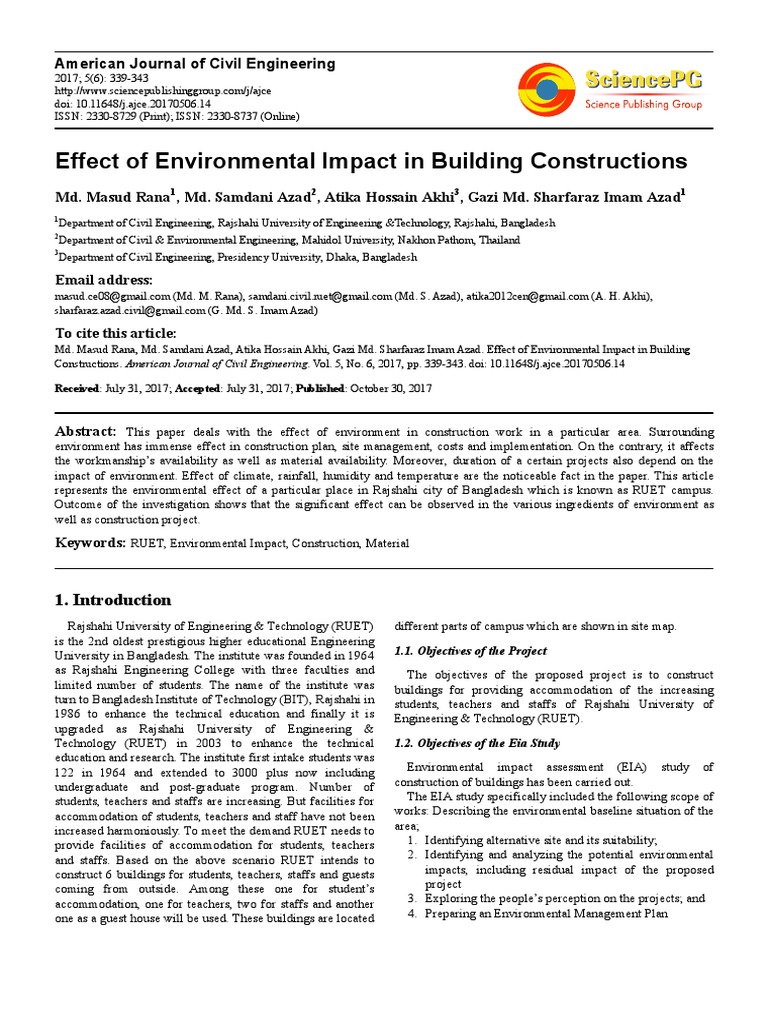 Environmental Impact on Construction | PDF | Environmental Impact ...