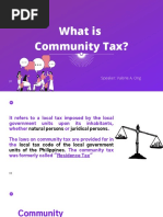 What Is Community Tax?: Speaker: Valerie A. Ong