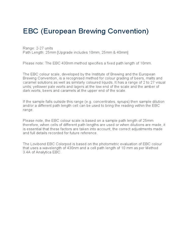 EBC Color Scale for Beer Analysis | PDF