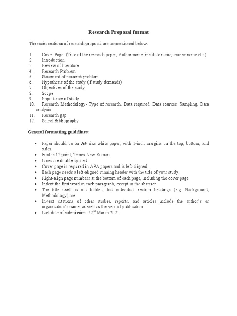APA Research Proposal Formatting Guide | PDF