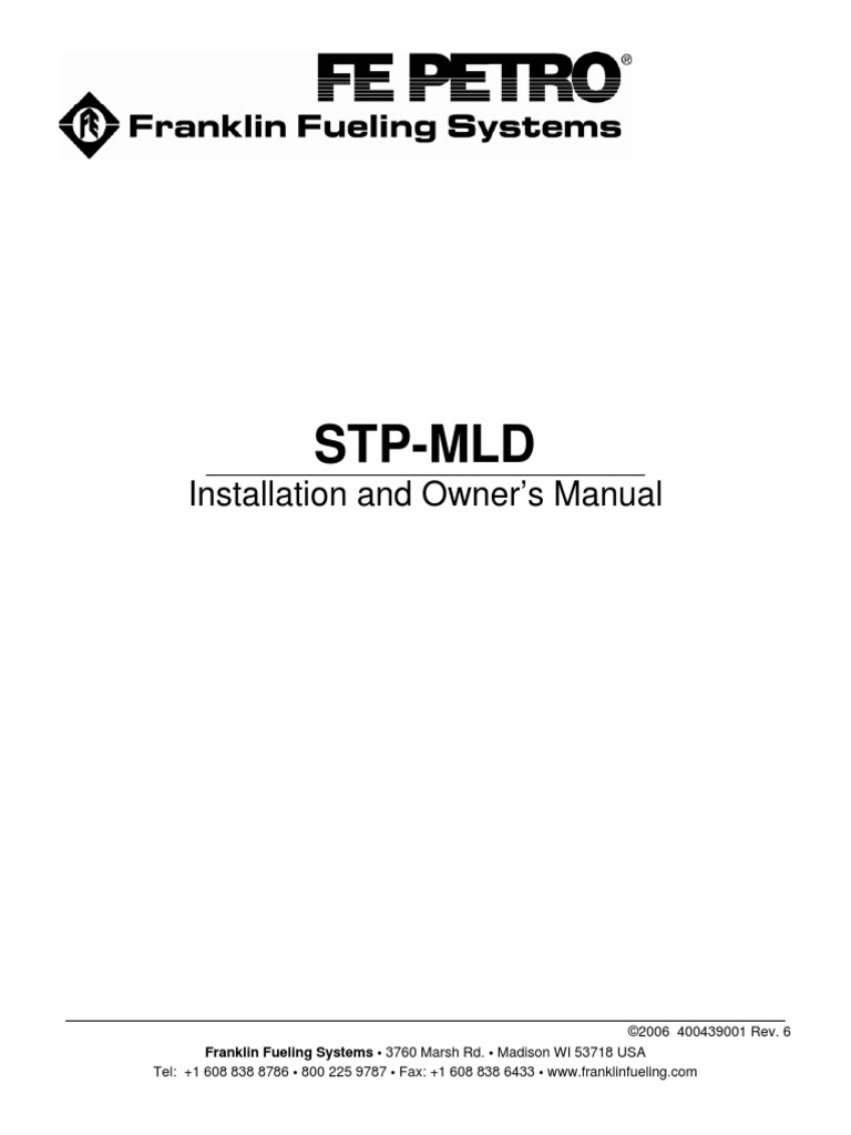 Mechanical Leak Detector Installation FE Petro STP MLD Manual PDF