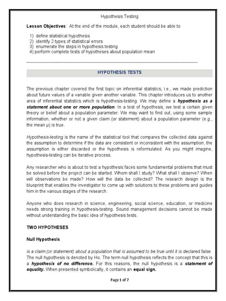 Understanding Hypothesis Testing Basics | PDF | Statistical Hypothesis ...