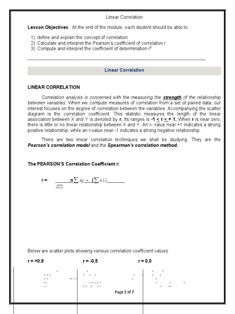 Intro to Linear Correlation | PDF | Correlation And Dependence ...