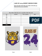 Freshman Class of 2024 Shirt Order Form: Short Sleeve Shirt $15 Each / Long Sleeve Shirt $20 Each