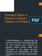 Standard Styles in Related Literature Citations or References