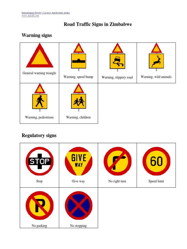 Zimbabwe Road Traffic Signs PDF