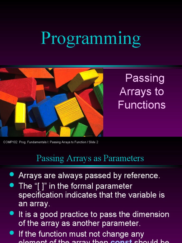 Programming: Passing Arrays To Functions | PDF | Parameter (Computer ... image.