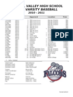 2011 Varsity Baseball Schedule