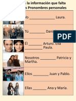 Ejercicio de Pronombres Personales