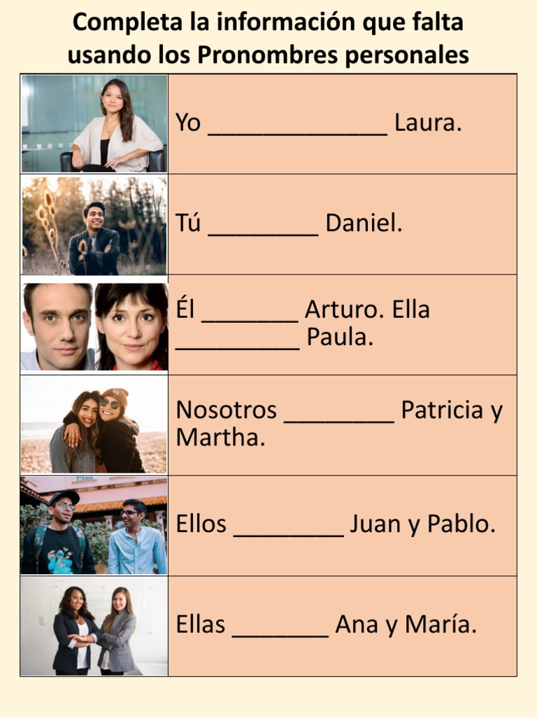 Ejercicio de Pronombres Personales | PDF