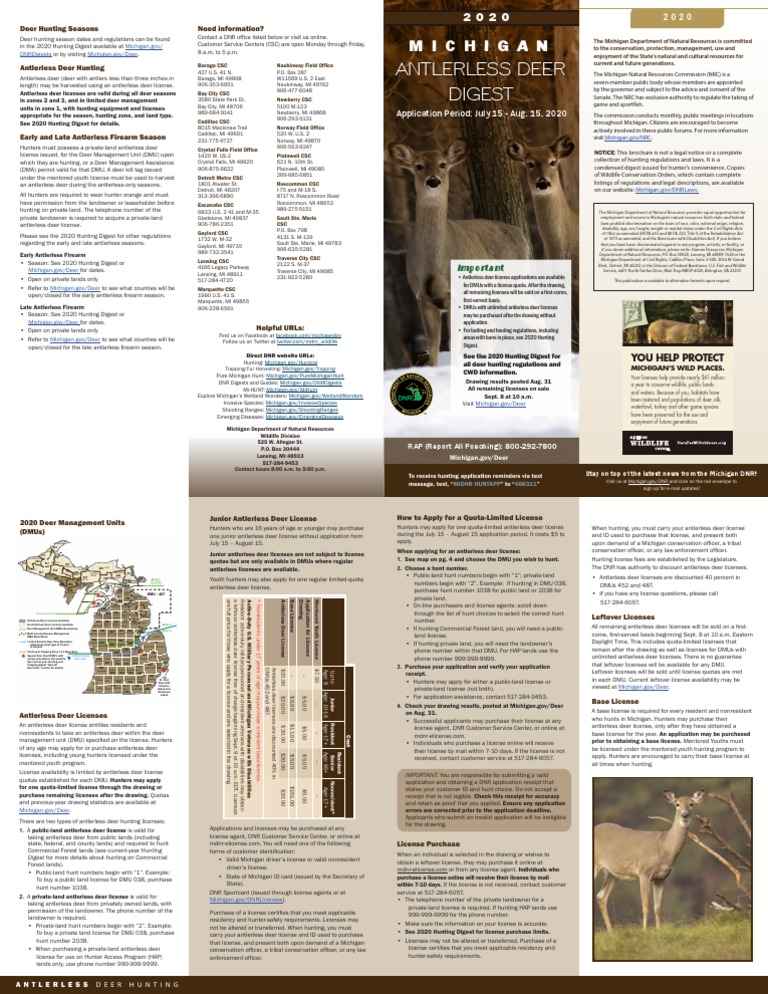 2020 Michigan Deer Hunting Seasons and Regulations Key Details on