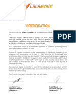 BRIAN TERNIDA Certificate