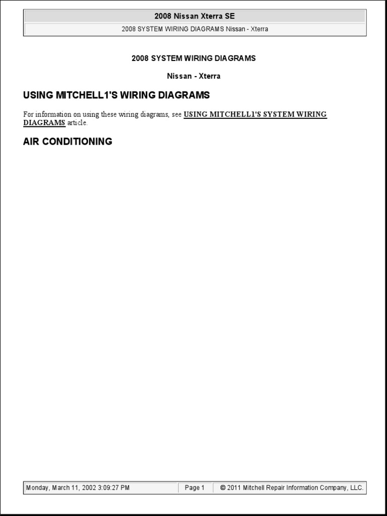 2008 Nissan Xterra Wiring Diagrams | Download Free PDF | Car | Transport