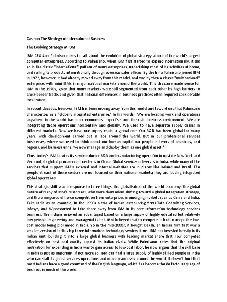 Case Group Class Work F 2 PDF Ibm Strategic Management