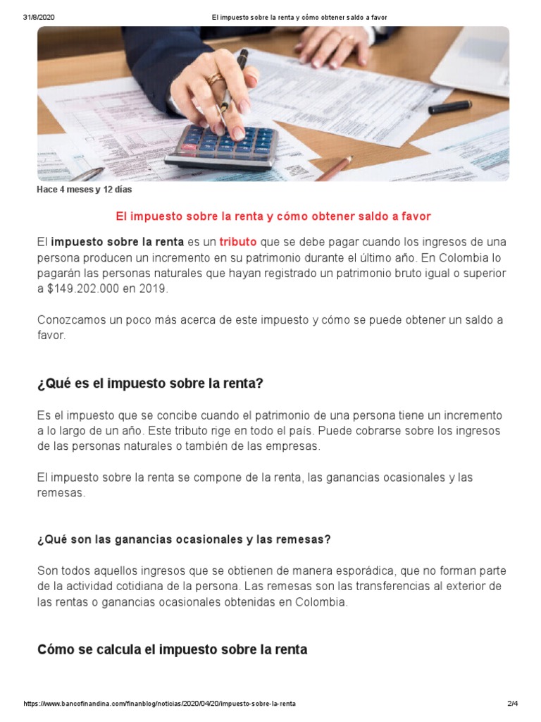 El Impuesto Sobre La Renta y Cã Mo Obtener Saldo A Favor Clase de ...