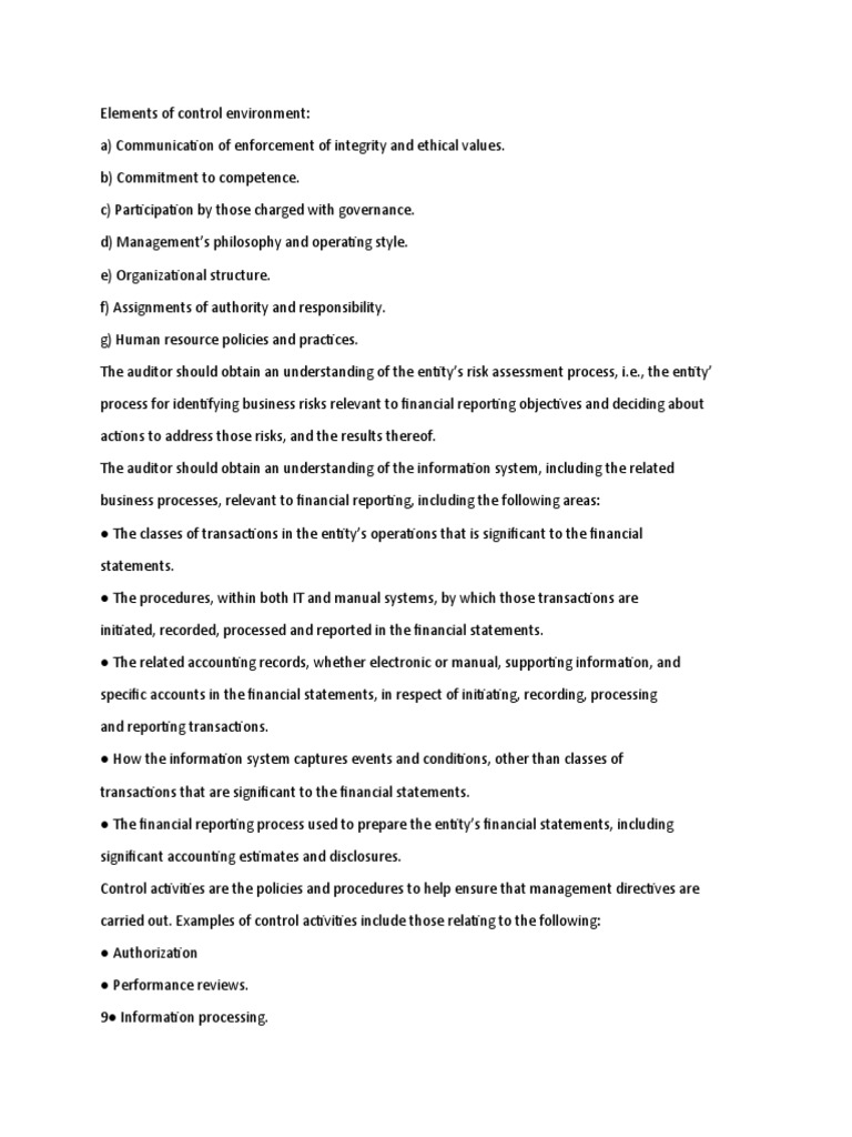 Elements of Control Environment PDF
