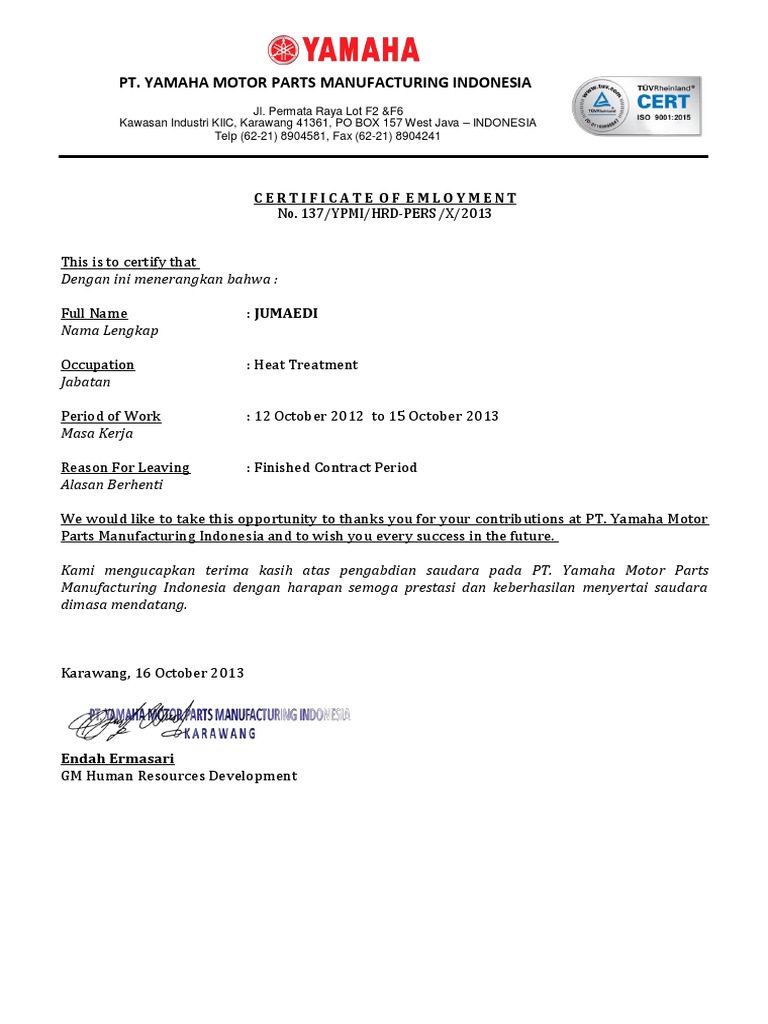 PT Yamaha Motor Parts Manufacturing Imdonesia PDF