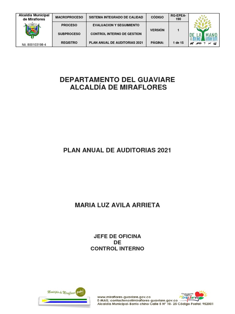 Plan Anual de Auditorías 2021 Miraflores | PDF | Auditoría | Contabilidad