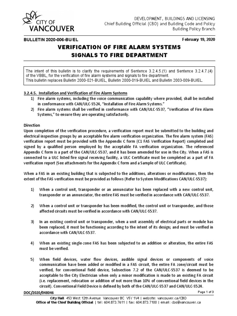 2020 006 Verification of Fire Alarm Systems Signals PDF