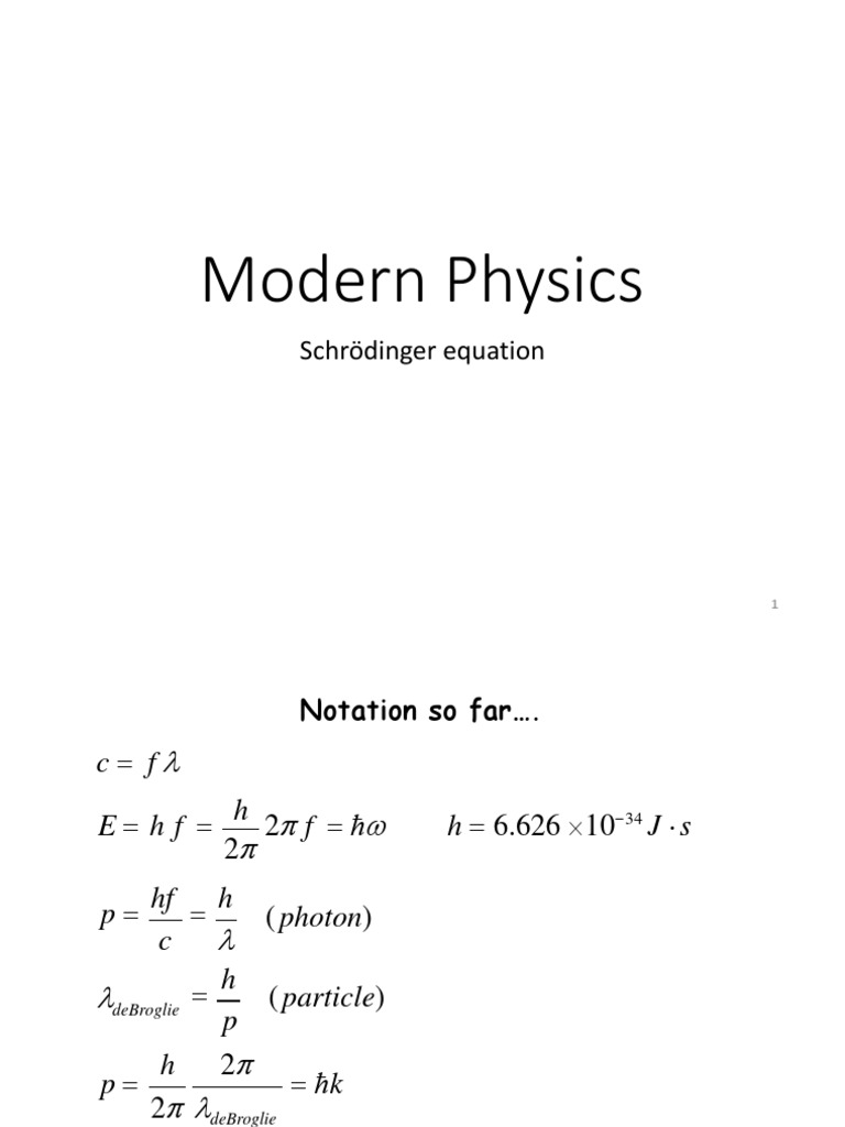 Modern Physics: Schrödinger Equation | PDF | Schrödinger Equation ...