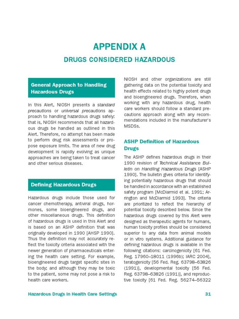 NIOSHhazardousdrugs Chemotherapy Medical Treatments