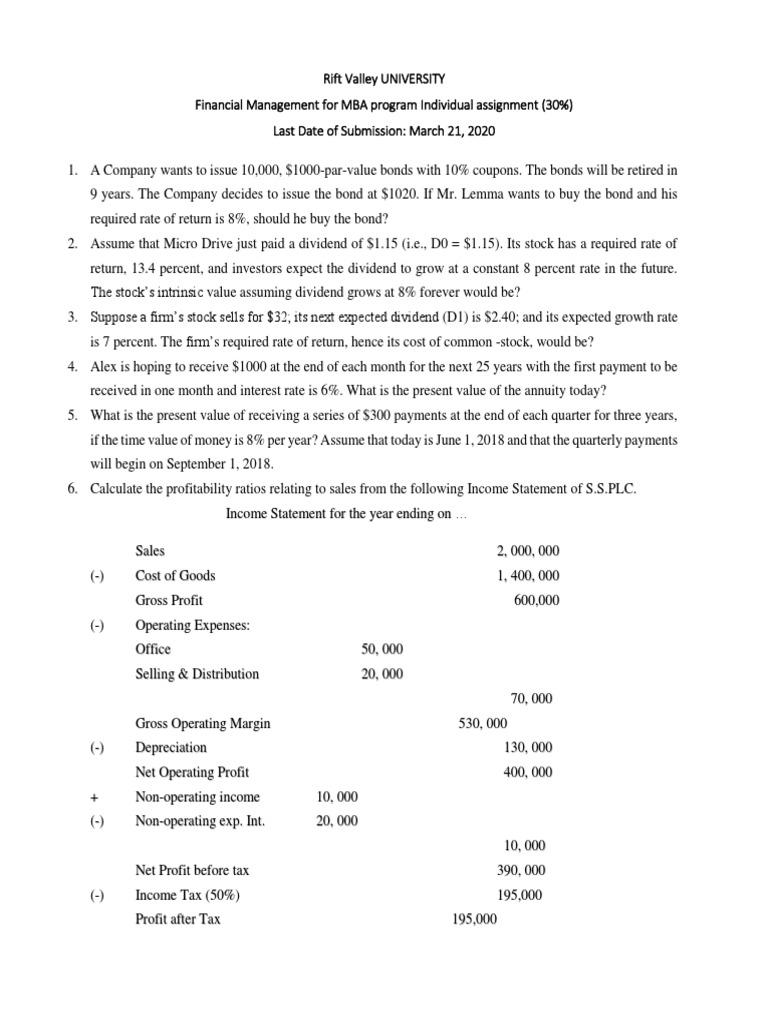FM Assignment | PDF | Present Value | Dividend