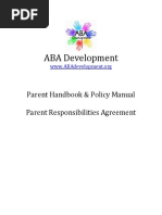 ABA Development: Parent Handbook & Policy Manual Parent Responsibilities Agreement