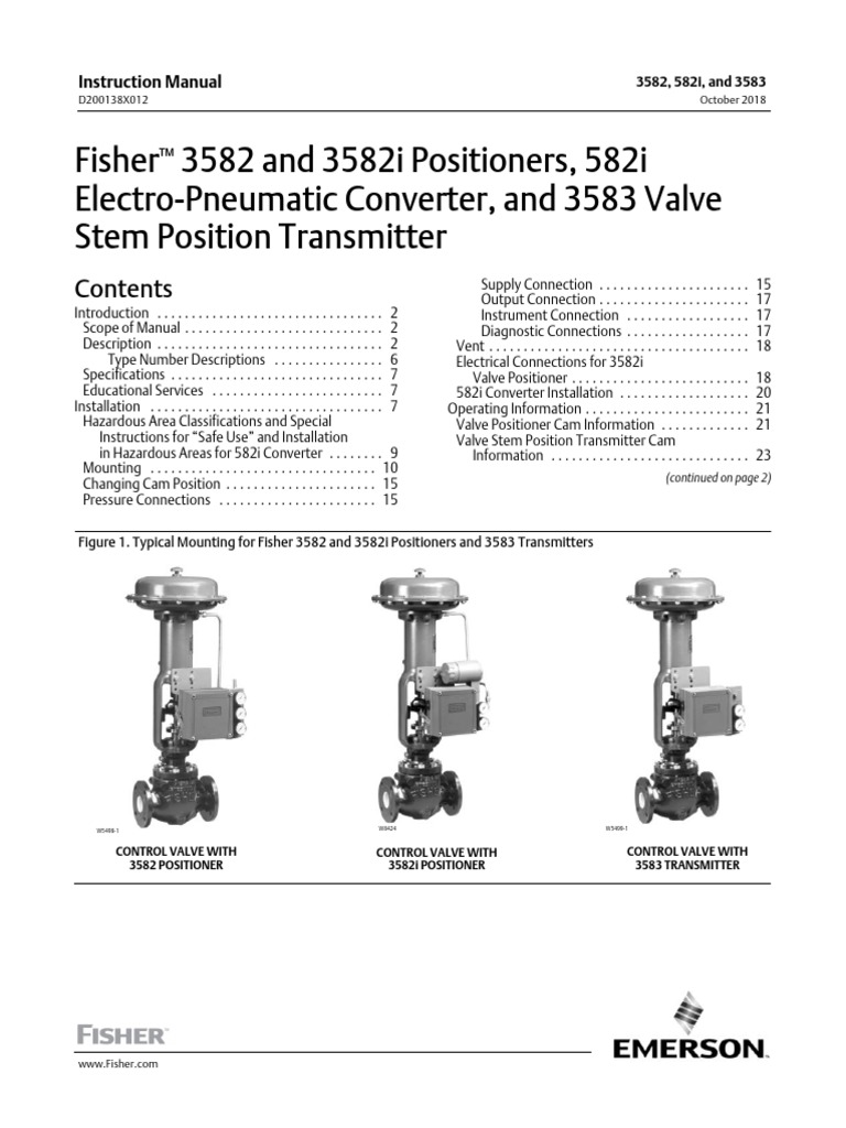 Fisher - 3582-3582i Positioners-582i-Electro-Pneumatic-Converter-3583 ...
