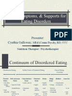 Signs, Symptoms, & Supports For Eating Disorders: Presenter: Cynthia Galloway