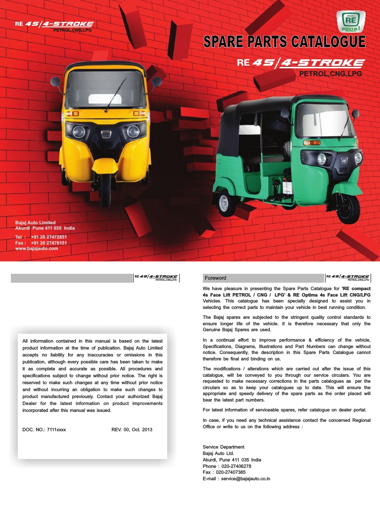 Bajaj RE 4S Parts Catalogue PDF Brake Clutch