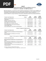 WNCP List of Recommended Learning Resources For Grade 9 To Grade 12 Mathematics