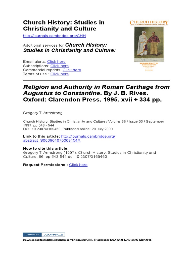 Religion and Authority in Roman Carthage From | PDF | Roman Empire ...