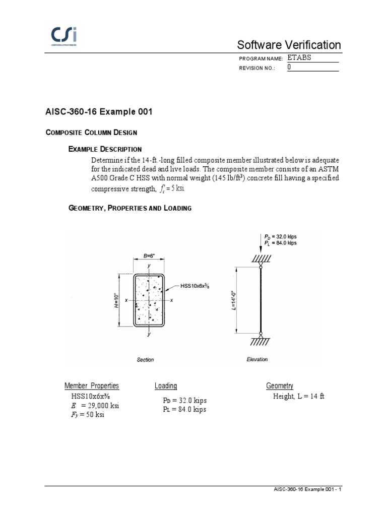 AISC 360-16 Composite Column Example | PDF | Structural Engineering ...