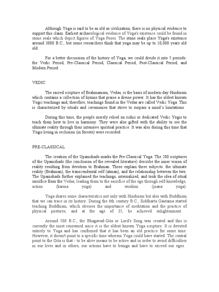 History of Yoga: From Vedic to Modern | PDF | Yoga Sutras Of Patanjali ...