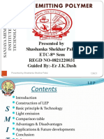Light Emitting Polymer: Presented by Shashanka Shekhar Pallai ETC-8 Sem REGD NO-0821220031 Guided By:-Er J.K.Dash