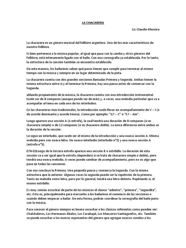 La Chacarera: Esencia del Folklore Argentino | PDF | Las artes ...