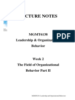 Lecture Notes: MGMT6138 Leadership & Organizational Behavior