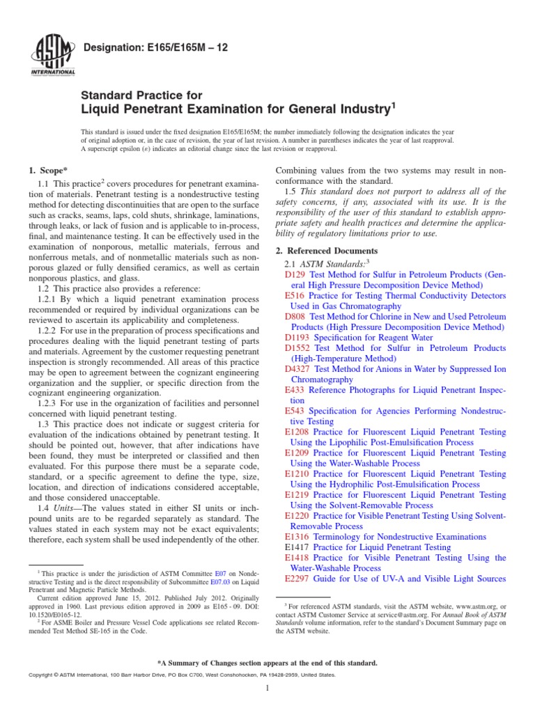 Astm Liquid Penetrant Testing