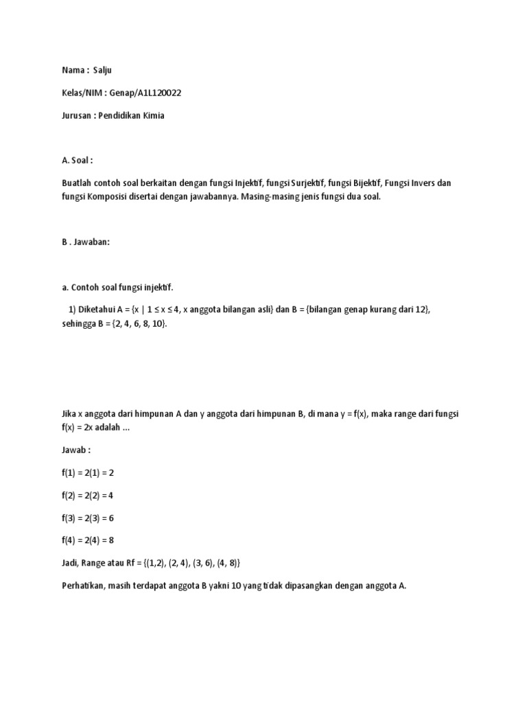 Contoh Soal Fungsi Matematika | PDF | Metode & Bahan Ajar | Sains ...