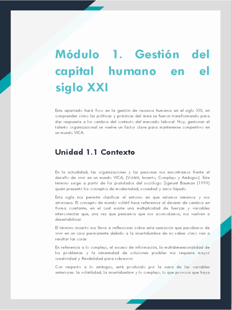 Módulo 1. Gestión Del Capital Humano en El Siglo XXI | PDF | Gestión ...