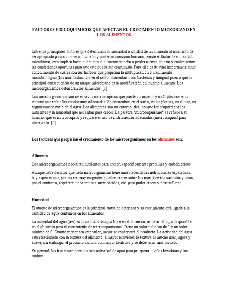 Factores que Afectan el Crecimiento Microbiano | PDF | Microorganismo ...