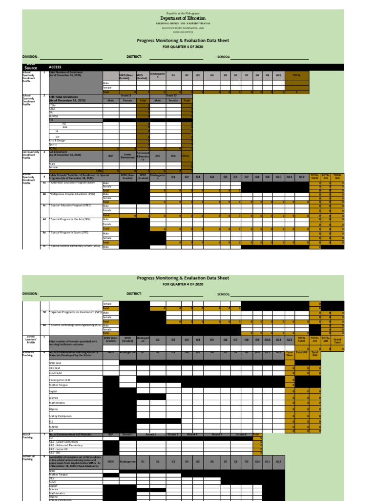 Q4 2020 Progress Monitoring Data Sheet | PDF