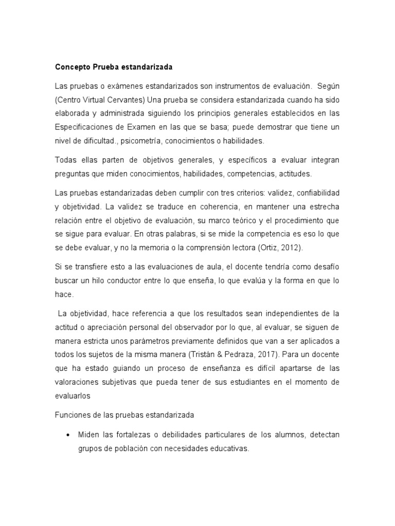 Prueba Estandarizada | PDF | Evaluación | Validez (Estadísticas)