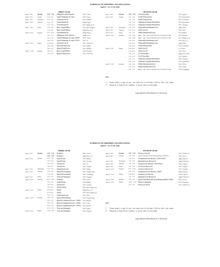 Midterm Exam Schedule April 2021 | PDF | Judiciaries | Social Institutions