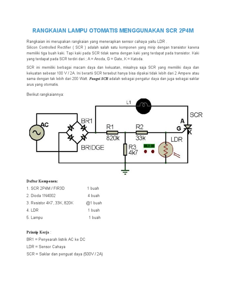 Rangkaian Lampu Otomatis Menggunakan Scr 2p4m Pdf