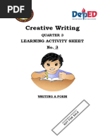 Creative Writing: Learning Activity Sheet No. 3